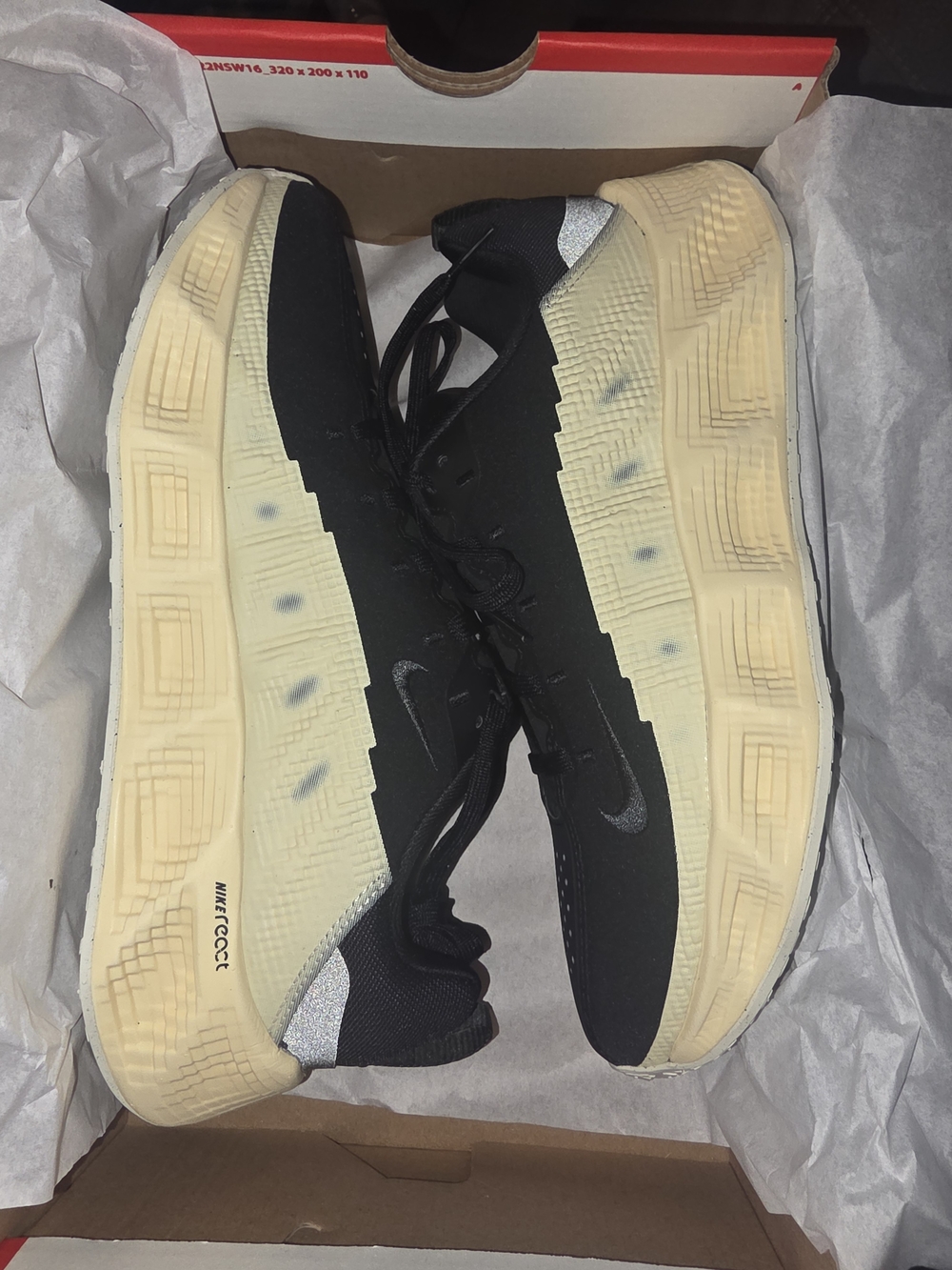 Nike React Black and Cream Running Sneakers Youth 6.5 Or Woman's 8